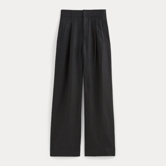 Everlane The Linen Way-High Drape Pant, Black (4) - Picture 1 of 11
